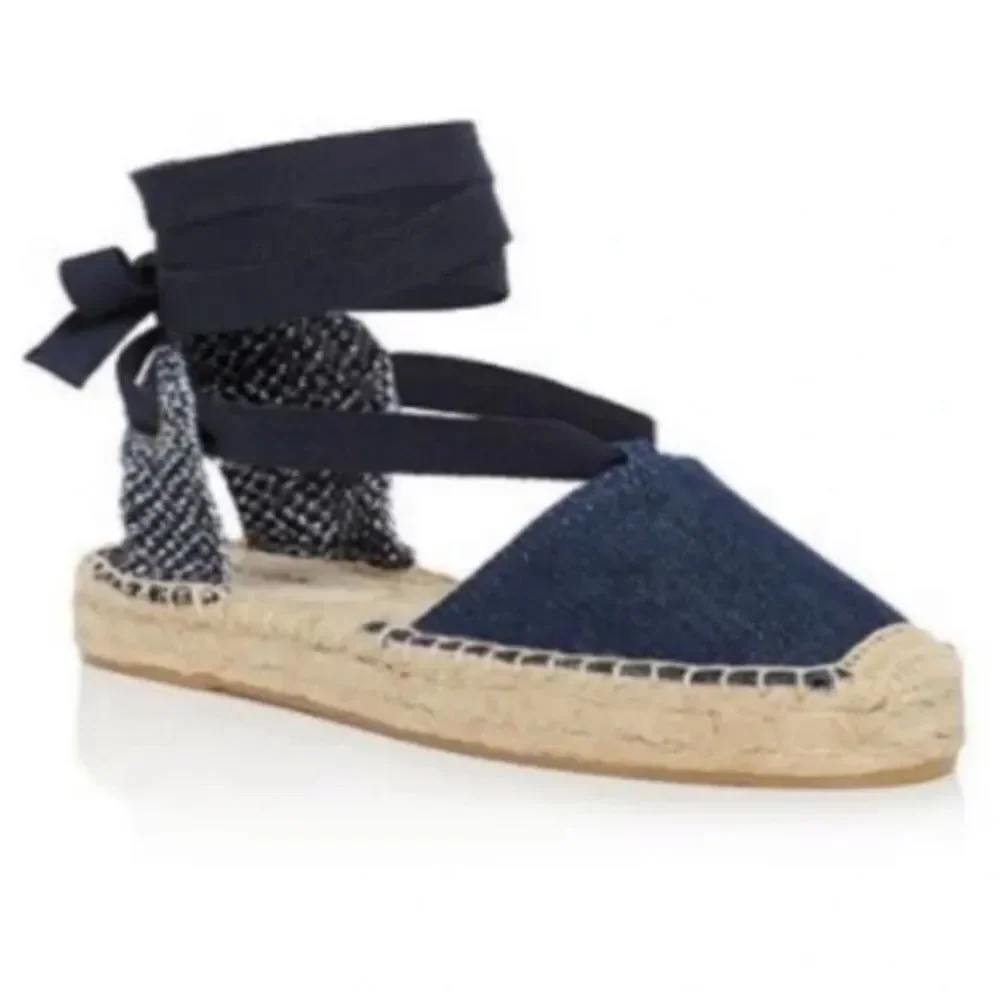 Soludos Amalia Navy Denim Flat Espadrilles Sz 7‎